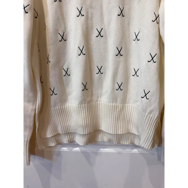 Renwick Ivory Allover Clubs Sweater Golf Embroidered XL New Preppy Country Club - Image 5