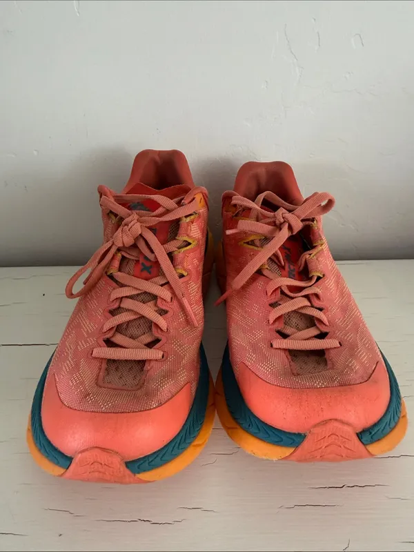 Hoka Tecton X Women’s 7 Coral Orange Trail Running Shoes Carbon Plate Sneakers - Image 2