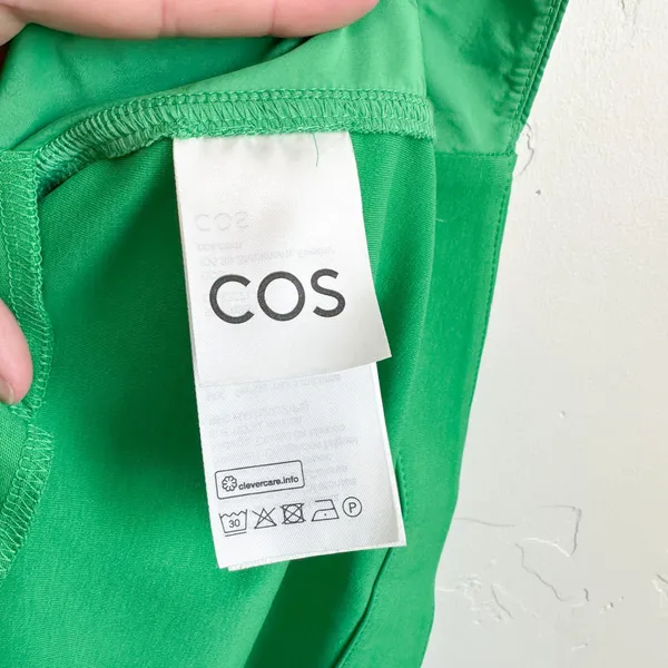 COS | Contrast Panel Cotton Blend A-Line Mini Dress in Bright Green - Image 7
