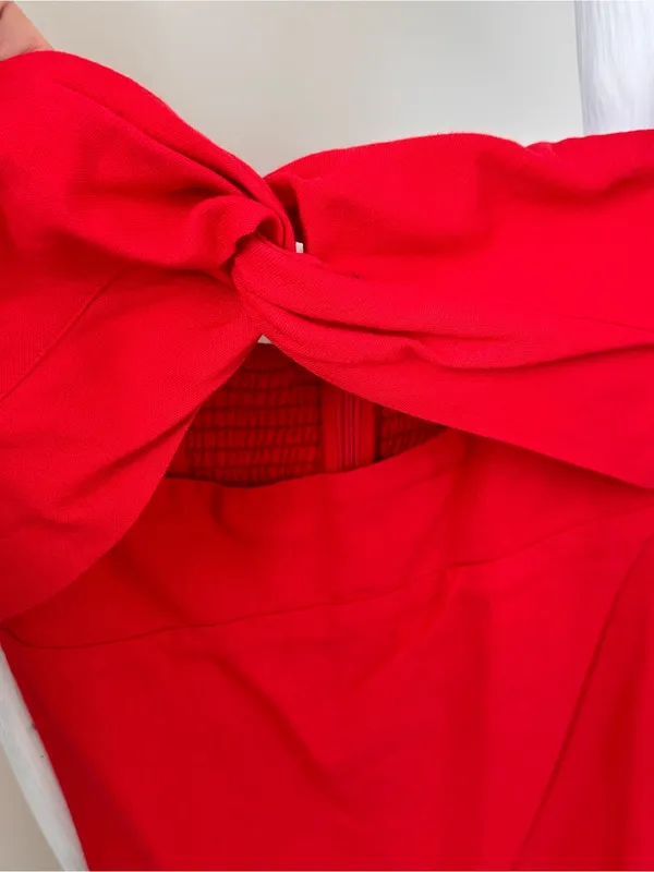 Cotton Candy LA Red Linen Keyhole Dress Size Medium - Image 8