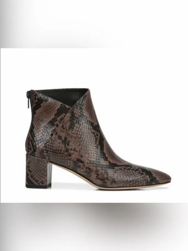 Vince Brown Snakeskin-Print Leather Ankle Boot Size 6.5 - Image 6