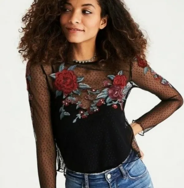 American Eagle Outfitters Mesh Long Sleeve - Image 2