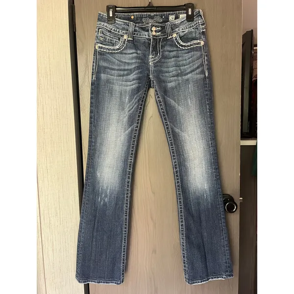Miss Me Jean Rhinestone Embellished Cross Pocket Low Rise Bootcut 28x31 JP504689 - Image 7