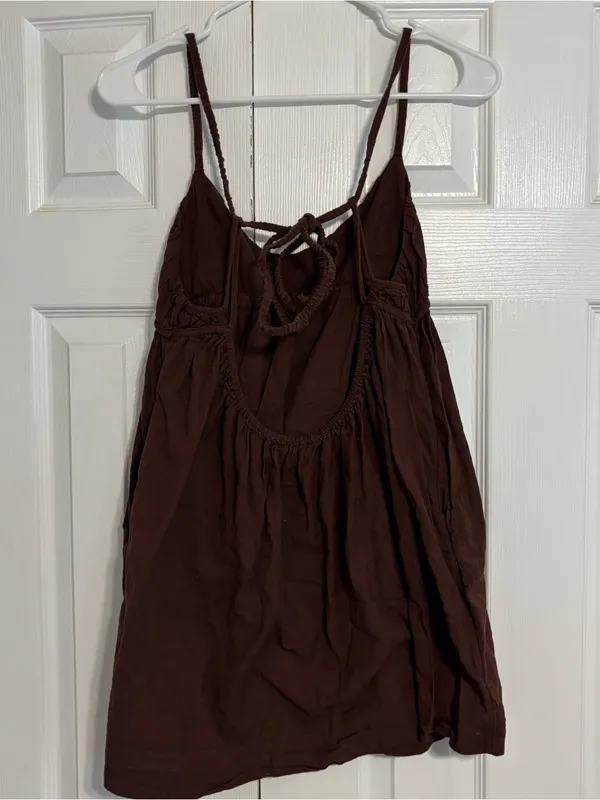 Free People Brown Babydoll Linen Blend Dress - Image 2