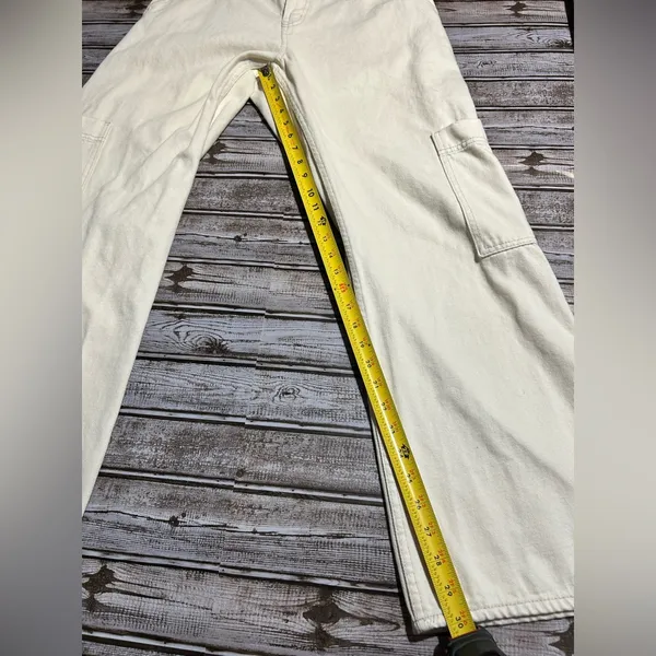 H&M Wide Leg Cream Cargo Pants Size 10 - Image 6