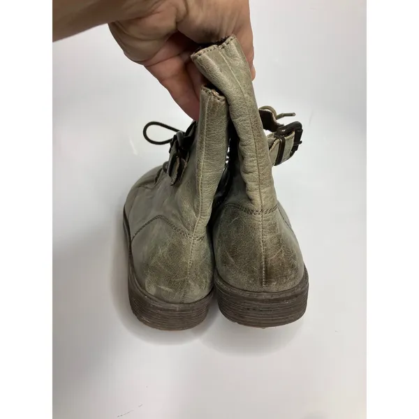 OTBT Brentsville Boots Women 10M Sage Green Good Distressed Leather Combat - Image 6