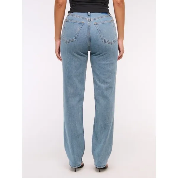 Abercrombie Curve Love Ultra High Rise 90's Straight Jeans Medium Wash Size 26L - Image 3