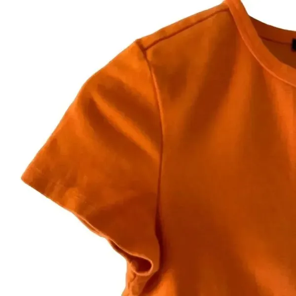 Zara Orange Short Sleeves Cropped Crewneck Basic TShirt SZ M #1706 - Image 5
