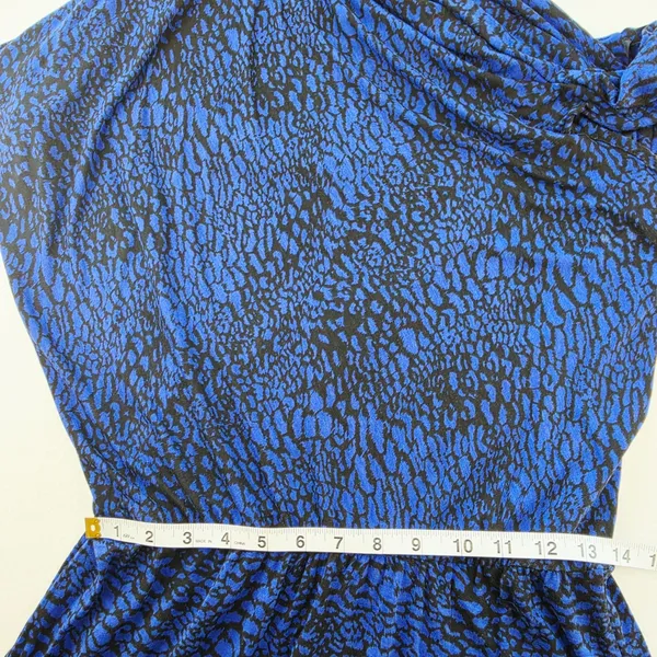 Tart Collections NWT Blue Black Animal Print Cowl Neck Blouson Sheath Dress L - Image 11