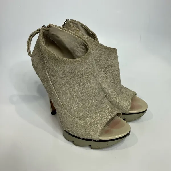 Camilla Scovgaard tan suede leather‎ platform stiletto Heels size 35.5 - Image 2