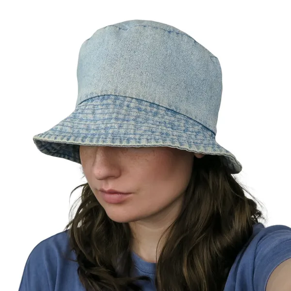 Vintage 90s Faded Glory Light Wash Denim Bucket Hat - Image 3