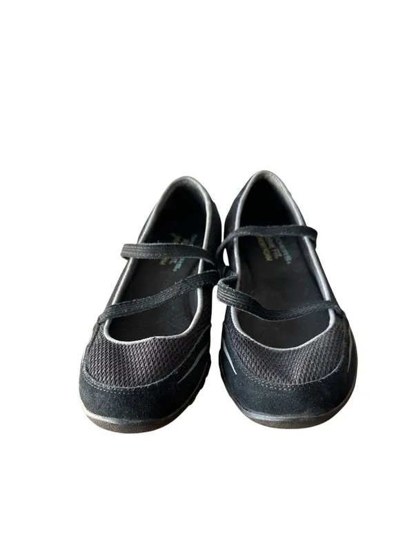 Skechers Size 6 Women Relaxed Fit Memory Foam Bikers Sneakers Black New - Image 5