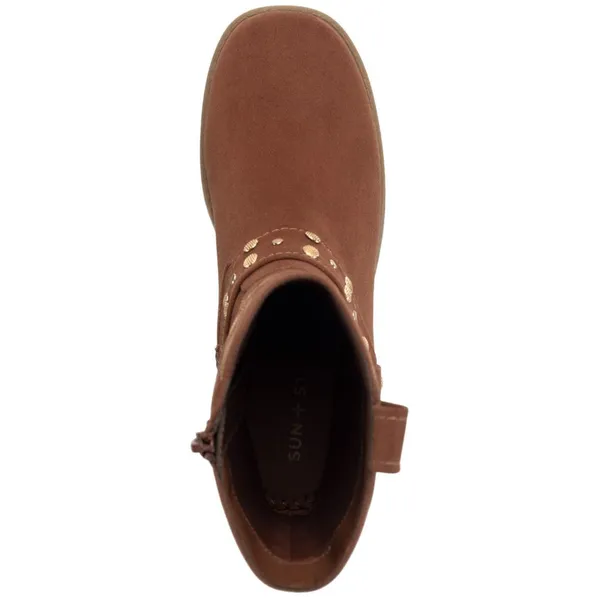NWT Sun + Stone Womens Norahh Moto Midshaft Bootie Russet Microsuede Brown 8.5M - Image 4