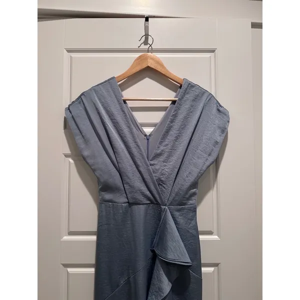 Harlyn Dusty Blue Ruffle Maxi Dress XS Wedding Guest‎ Bridesmaid Coquette - Image 5