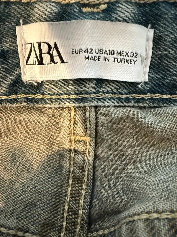 zara high waisted wide leg blue jeans size 10 - Image 2