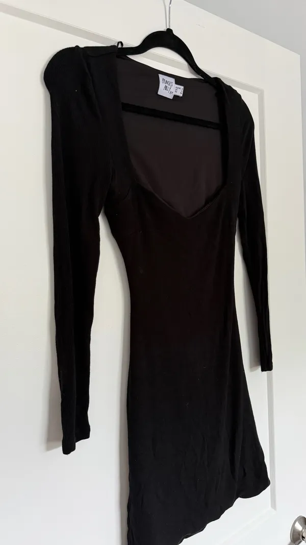 Princess Polly Long Sleeve Mini Black Dress Cut-Out - Image 4
