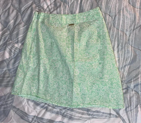 Billabong XS Mint Green White Floral Cotton Mini Skirt Side Zip Beach Boho - Image 4