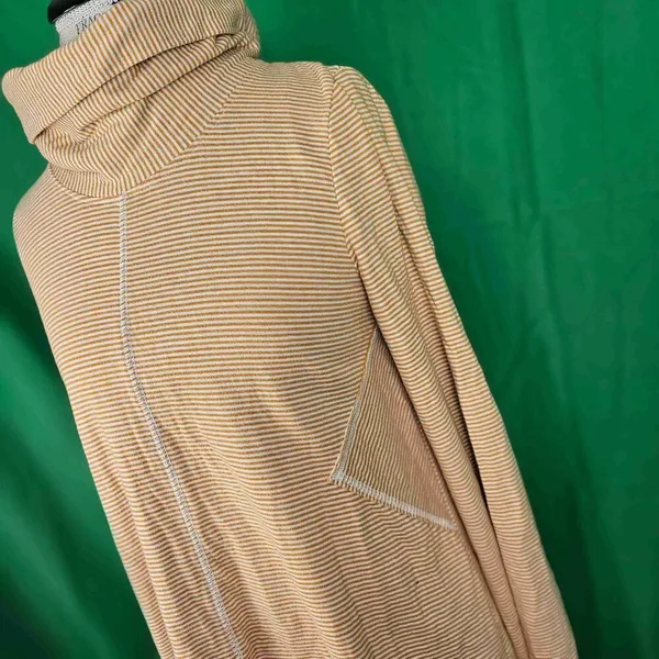 Maeve Anthropologie Womens Yellow White Striped Tai Cowl Neck‎ Sweater Medium - Image 3