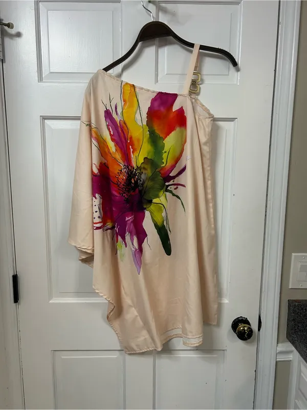SHEIN Cream One-Shoulder Blouse - Image 2