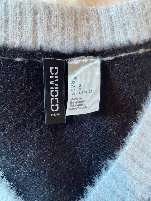 H&M Sweater Vest V-Neck Blue Size L - Image 3