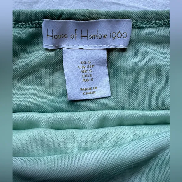 House of Harlow 1960 Mint Green Teal Tie Dye Ruched Maxi Skirt - Image 3