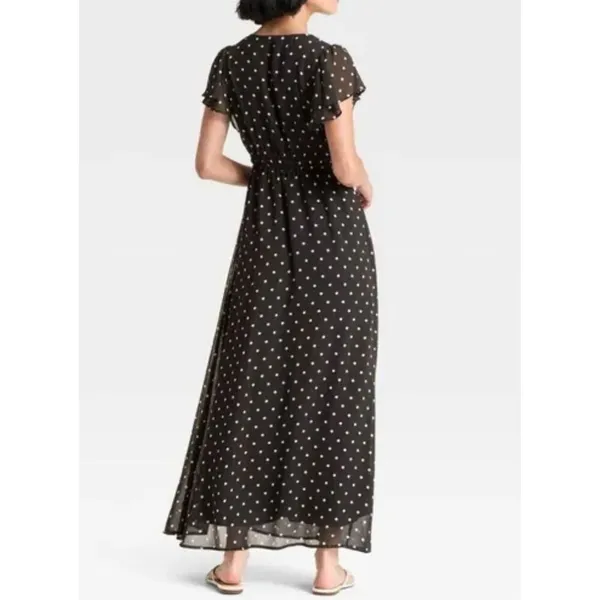 A New Day NWT polka dot chiffon ruffle sleeve maxi dress small - Image 2