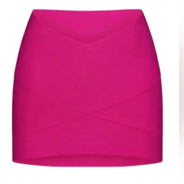 NWT SKIMS KNIT SWIM MINI SKIRT In Magenta Pink Stretch SZ-3X - Image 3