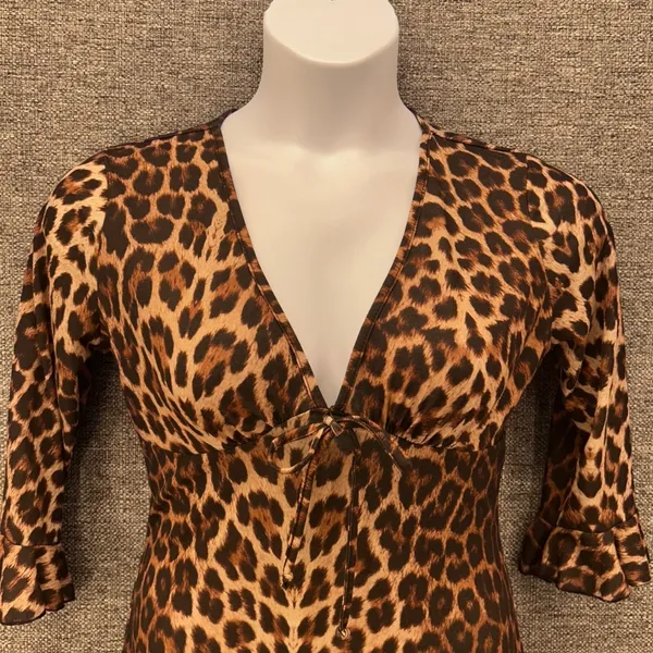 Missguided‎ Leopard Babydoll Dress Brown 10 - Image 5
