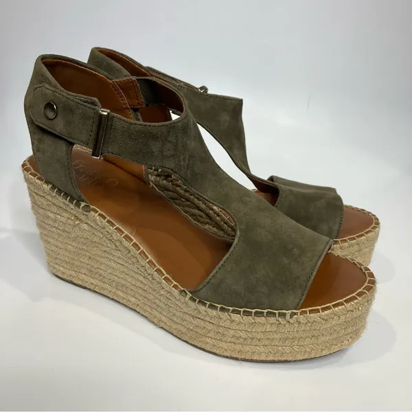 Franco Sarto treasure 2 wedge espadrilles olive green suede‎ womens size 9.5 - Image 4