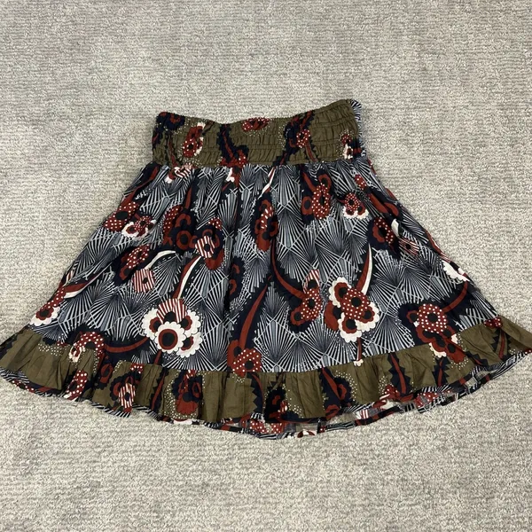 Anthropologie LET ME BE Belted Skirt Womens Small A-Line Cotton Mini Boho Lined - Image 7