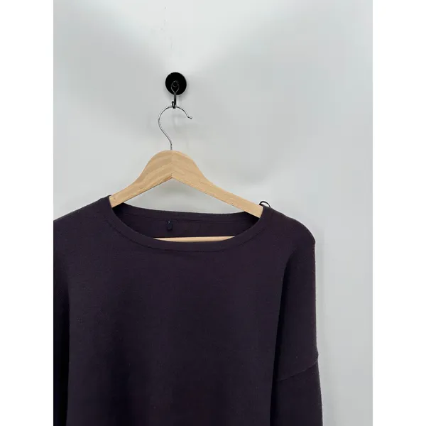 Zara Sweater Women Medium Plum Purple Tie Wrap Belted Chunky Thick Crewneck‎ - Image 5