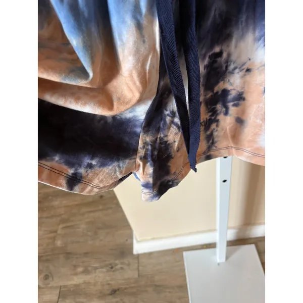 Umgee Blue Peach Tie Dye Romper Womens Large 3/4 Sleeve Keyhole Back NWT - Image 3