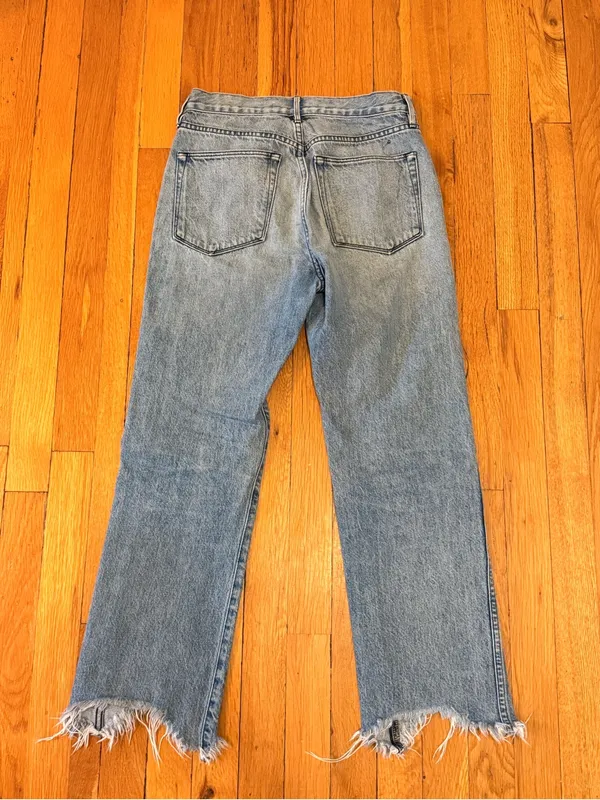3x1 Shelter Austin Straight Crop Jeans High Rise Frayed Hem Cropped Denim‎ Sz 25 - Image 3