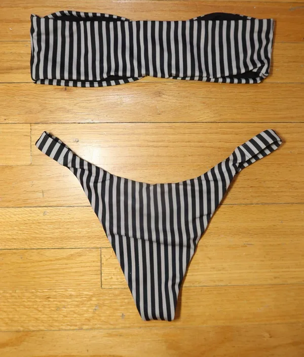 PacSun Salero Black & White Striped Bikini Set - Image 4