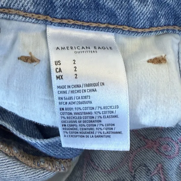 American Eagle Cut Off Women Mom Short Floral Pocket Embroidery Size US 2 - Image 6
