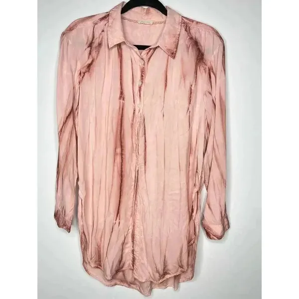 Pilcro Liquid Button Down shirt Coral size L - Image 4