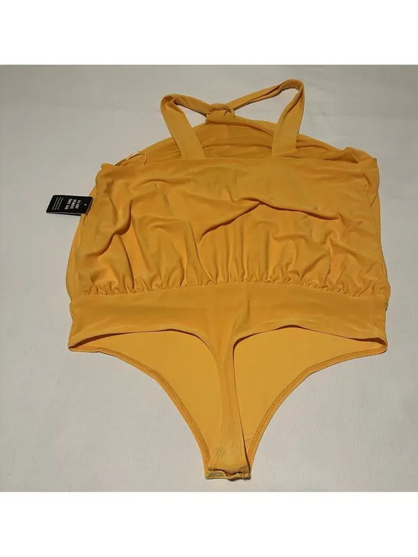 Express Yellow Sleeveless Halter Top Bodysuit Sz L Large $58 - Image 12