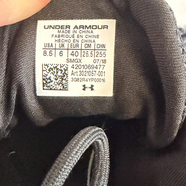 Under Armour UA Breathe Lace SMGX Black Running Sneakers Womens 8.5 - Image 5