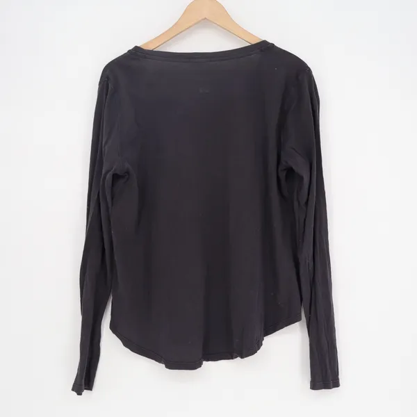 Z Supply Organic T-Shirt Womens Medium Black Cotton Long Sleeve Henley Neck - Image 4