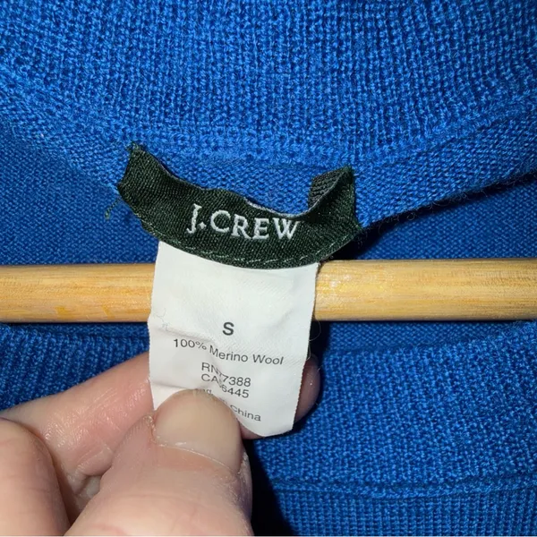 J‎ Crew Merino Wool 3/4 Sleev Sweater Royal Blue Small - Image 3