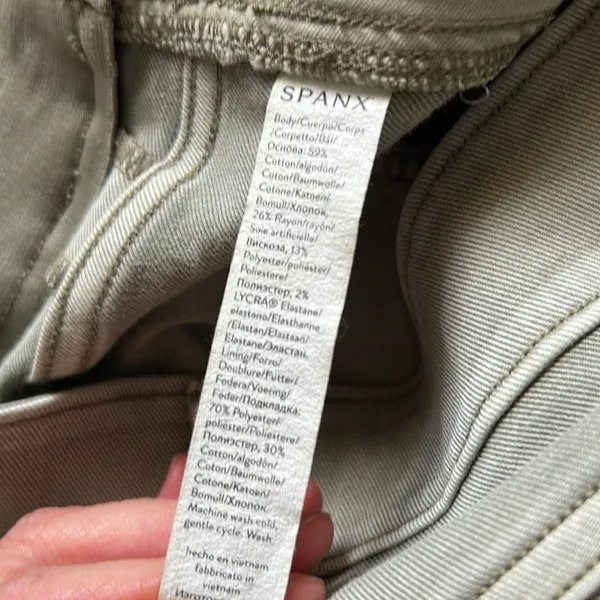 Spanx Stretch Twill Straight Leg Pants Olive Oil Green Pull On Women Size Medium - Image 10
