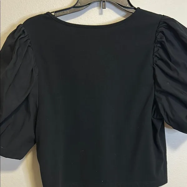 A New Day Black Puff Sleeve Crop Blouse - Image 6