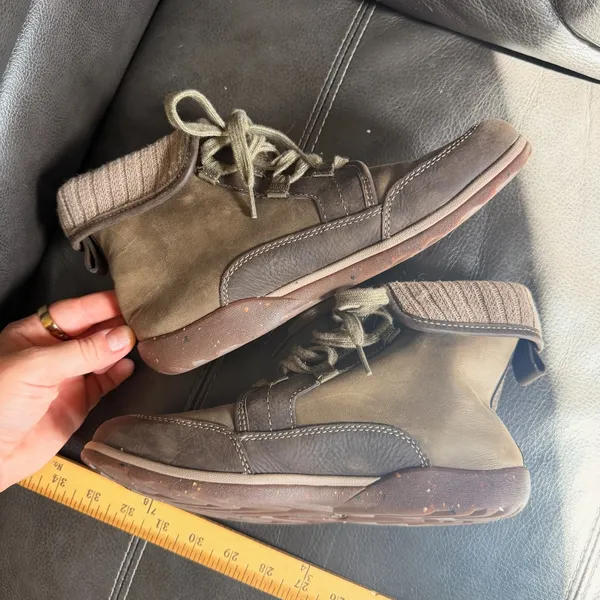 Chaco Barbary Leather Ankle Boots Fold Down Brown Green Fall Granola Girl Size 8 - Image 10