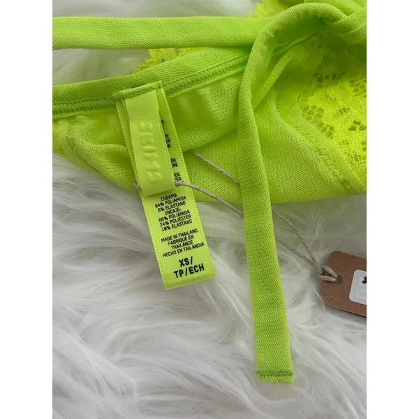 Skims Summer Mesh Lace Plunge Halter Bralette Green Highlighter Size XS - Image 7