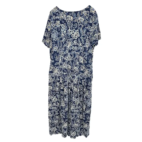 Vintage LL Bean Floral Blue Cotton Maxi Button Dress‎ Large Cottagecore Feminine - Image 4