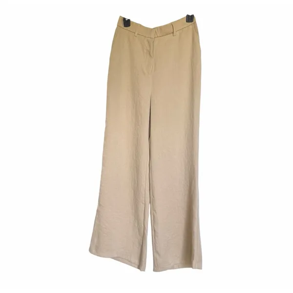 OGL Ecru Wide Leg Pants European Linen Blend High Rise NWT Medium Coastal Chic - Image 3