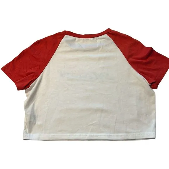 Mercury In Retrograde Crop Baby Tee White Red Raglan Baseball Astrology Size‎ M - Image 3