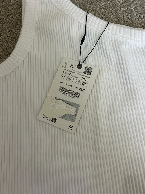 ZARA White One-Shoulder Ribbed Tank Top - Image 2