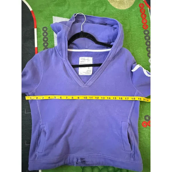 Aeropostale Y2K Purple Hoodie Sweatshirt Women’s Size Large Logo Sleeve - Image 5