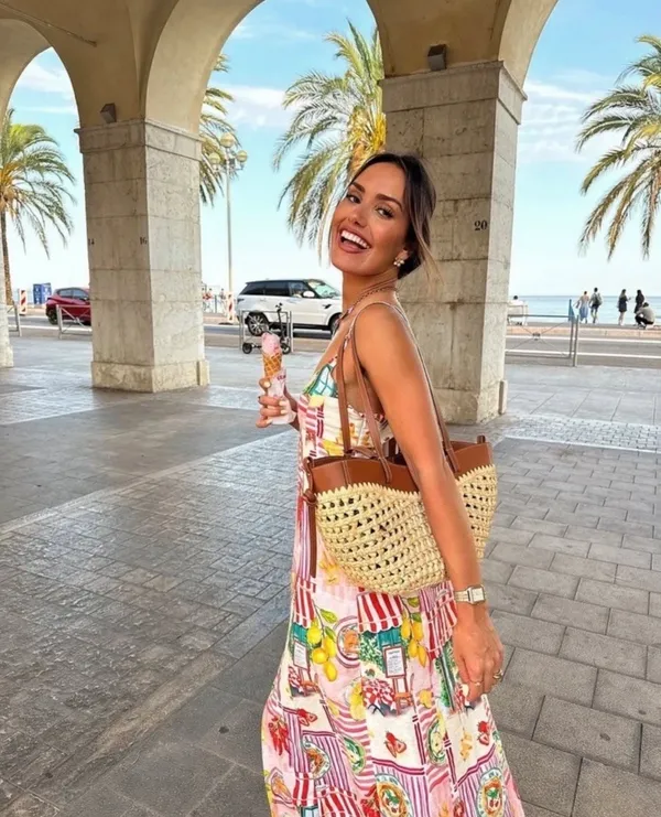 Zara Floral Pink Lemon Print Maxi Dress - Italy Inspired Summer Linnen Dress - Image 2